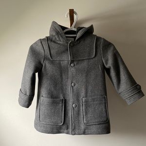 Zara Boys Peacoat in Gray Wool